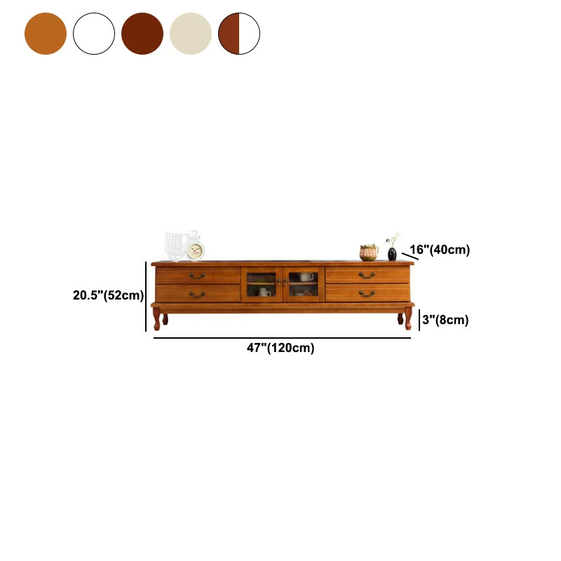 Mueble para TV con almacenamiento cerrado tradicional Mueble para TV de madera con patas de madera extendidas Madera Clear...