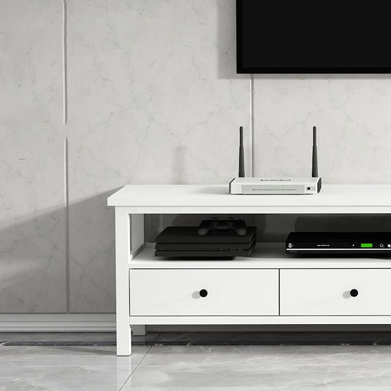 Mueble para TV contemporáneo blanco, mueble para TV de madera sintética con cajones Clearhalo
