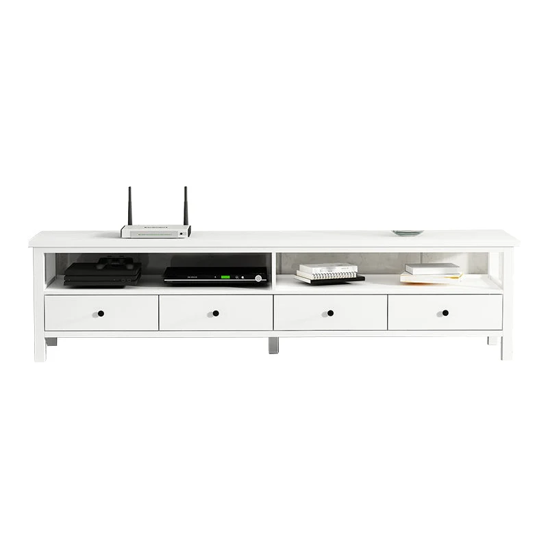 Mueble para TV contemporáneo blanco, mueble para TV de madera sintética con cajones Clearhalo
