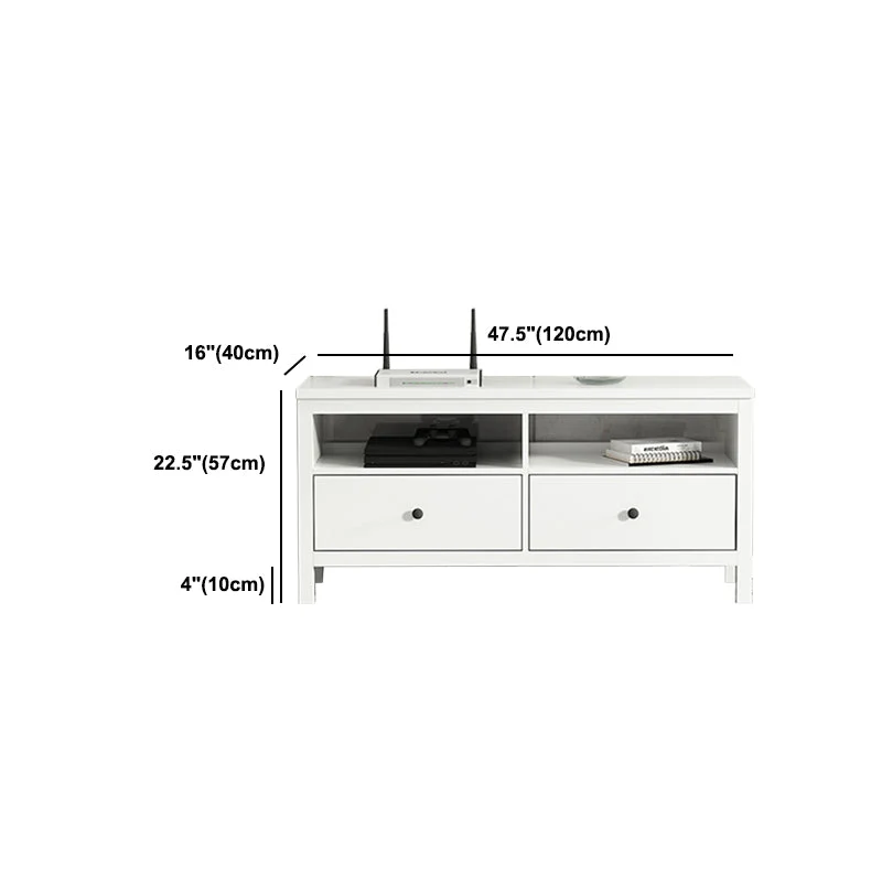 Mueble para TV contemporáneo blanco, mueble para TV de madera sintética con cajones Clearhalo