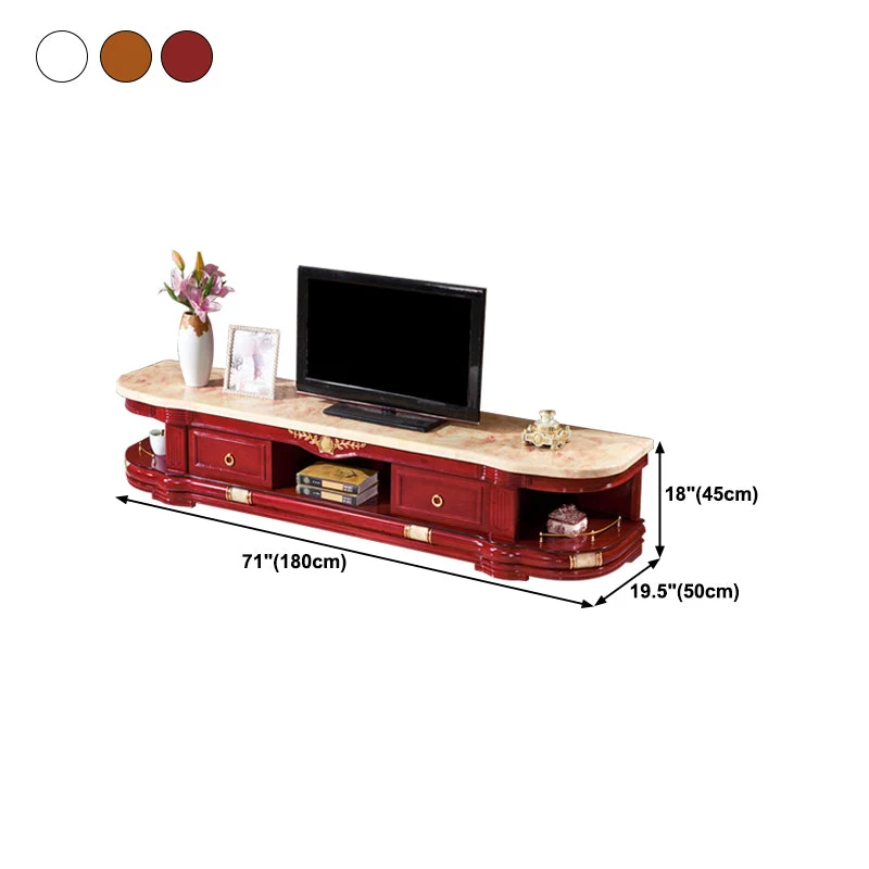 Mueble para TV de estilo moderno, mueble para TV de mármol y madera de roble con estantes Marron Clearhalo