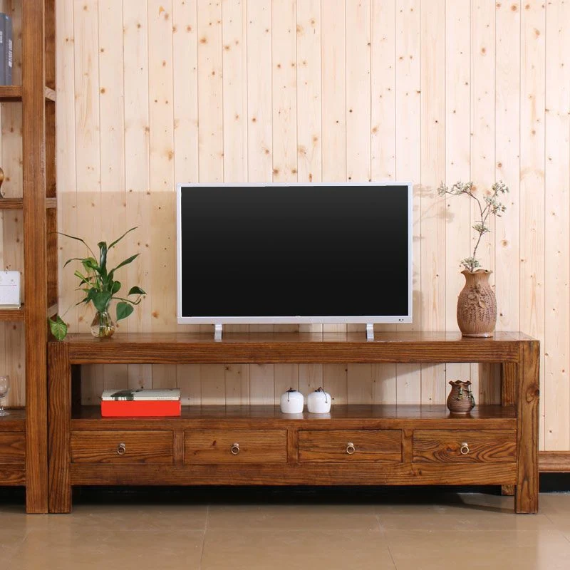 Mueble para TV estilo moderno Mueble para TV de madera de olmo con cajones Marron Clearhalo