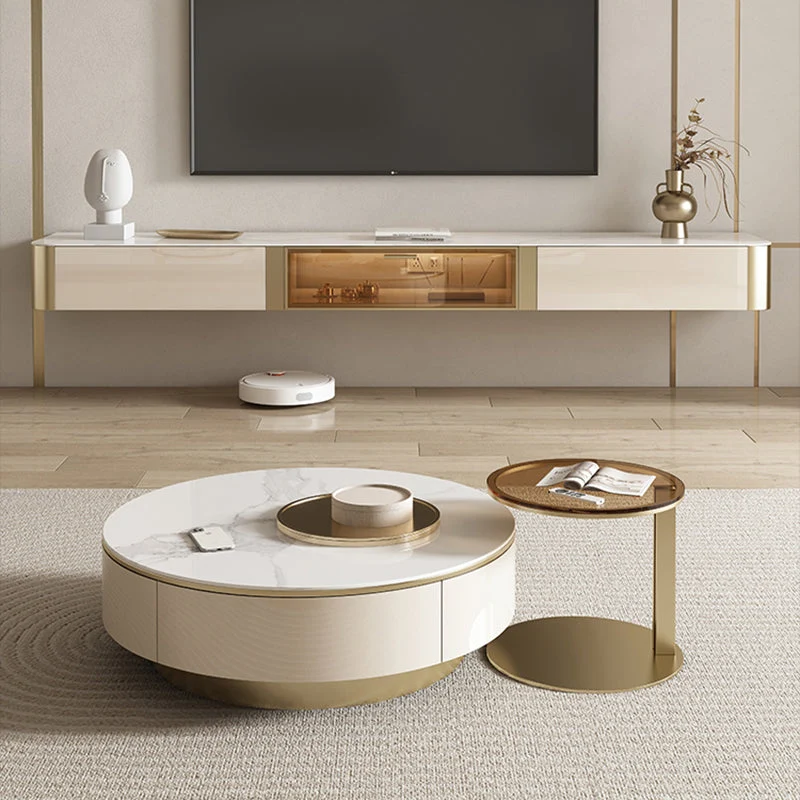 Mueble para TV flotante de almacenamiento cerrado con soporte para TV de piedra estilo Glam Clearhalo