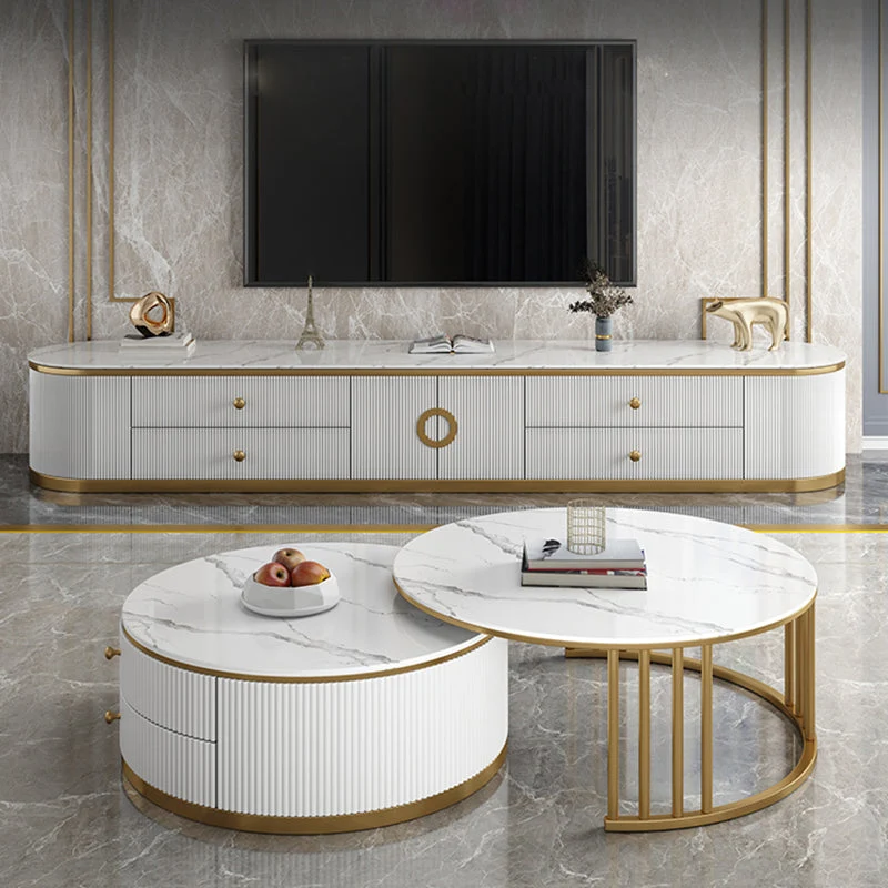 Mueble para TV Glam Stone con cajones, almacenamiento cerrado, consola multimedia para TV Clearhalo