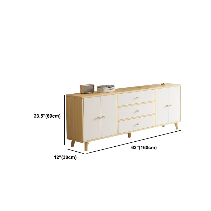 Mueble para TV de madera estilo escandinavo Consola para TV de 2 puertas con almacenamiento Madera Clearhalo