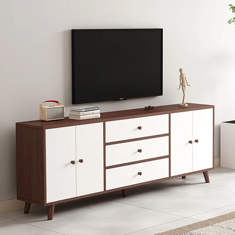 Mueble para TV de madera estilo escandinavo Consola para TV de 2 puertas con almacenamiento Madera Clearhalo