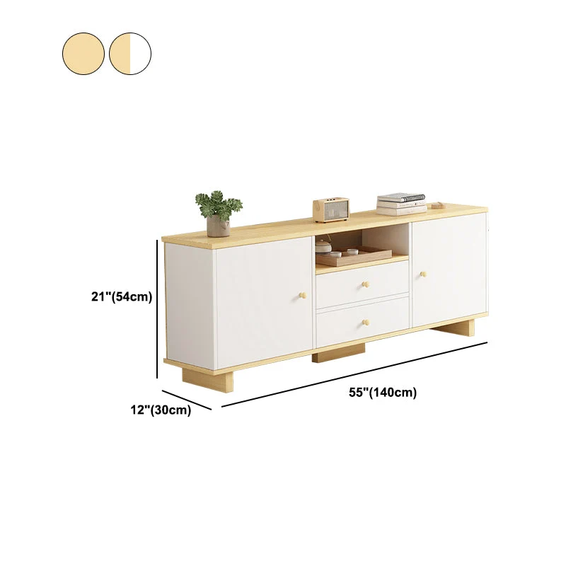 Mueble para TV de madera estilo escandinavo Consola para TV de 2 puertas con almacenamiento Madera Clearhalo