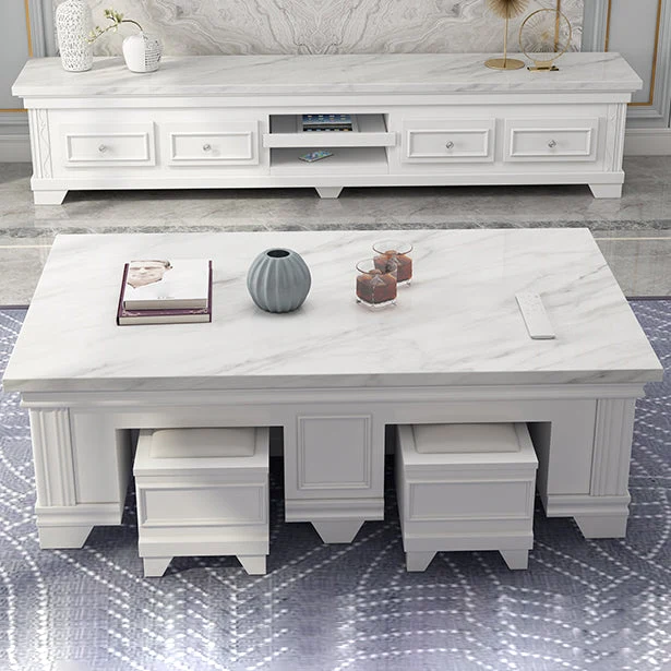 Mueble para TV moderno con almacenamiento para TV cerrado de piedra sinterizada con cajones deslizantes Clearhalo