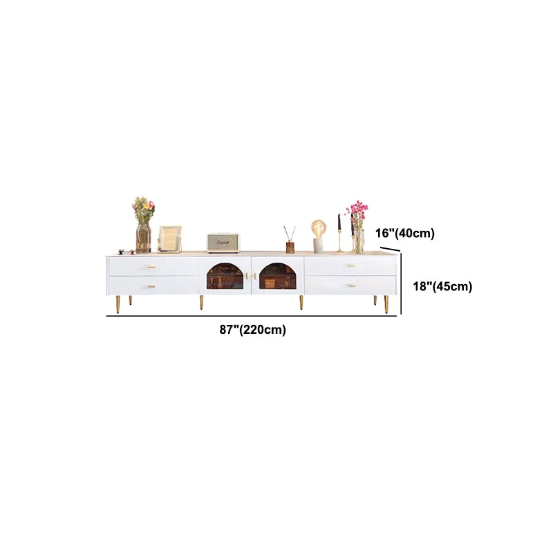 Mueble para TV de piedra sinterizada con almacenamiento para TV cerrado de lujo con patas extendidas Clearhalo