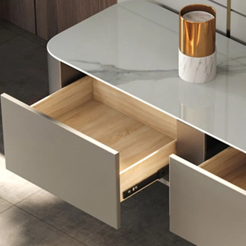 Mueble de TV de piedra de estilo moderno con almacenamiento incluido y cajones Champan Clearhalo