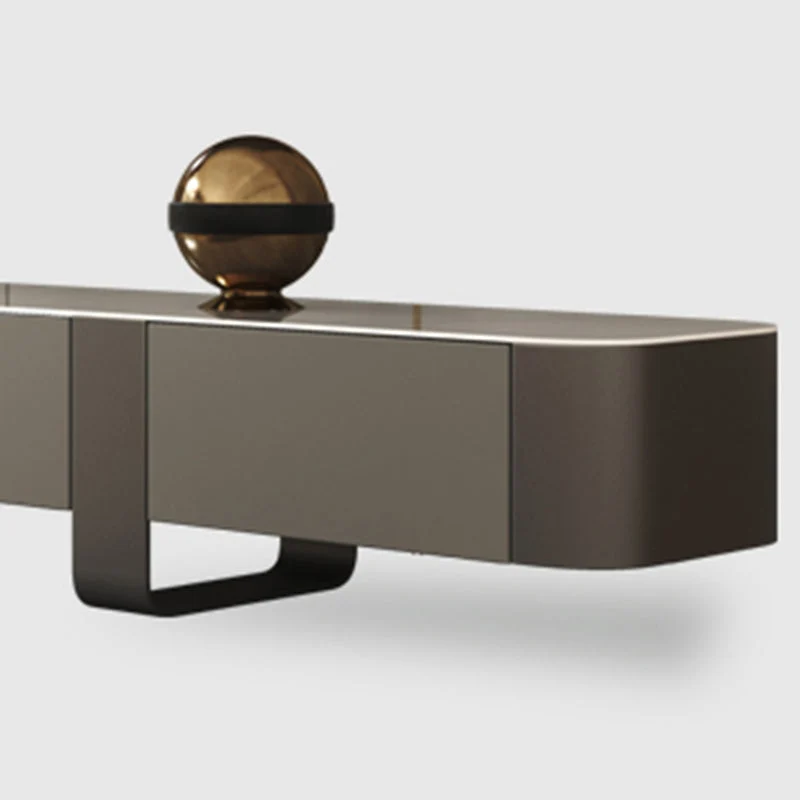 Mueble de TV de piedra de estilo moderno con almacenamiento incluido y cajones Champan Clearhalo