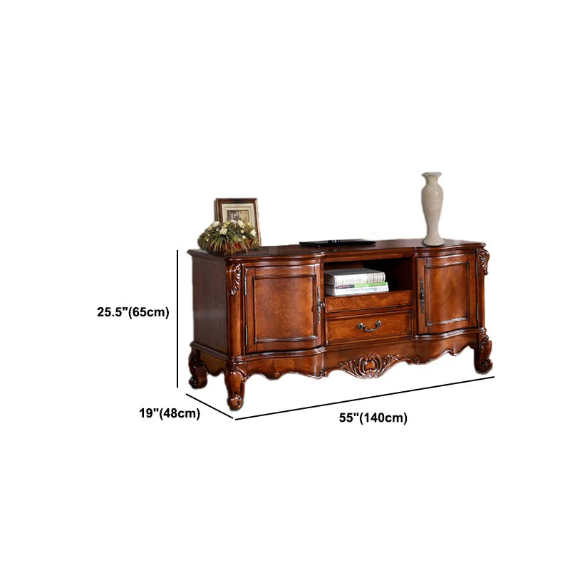 Mueble de TV tradicional con cajón deslizante, mueble de TV de madera maciza para el hogar Clearhalo
