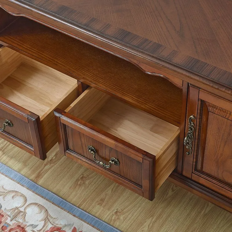 Mueble de TV tradicional para el hogar de madera maciza con patas de madera extendidas Madera Clearhalo