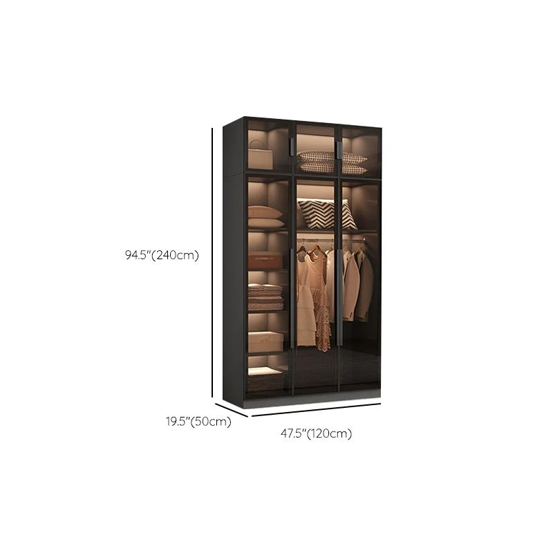 Puertas de cristal moderadas armario multifuncionales independientes del guardarropa moderno del marco de madera Clearhalo