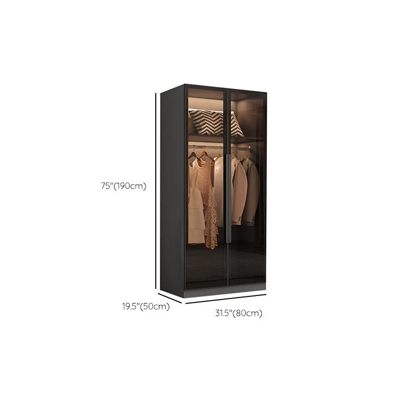 Puertas de cristal moderadas armario multifuncionales independientes del guardarropa moderno del marco de madera Clearhalo