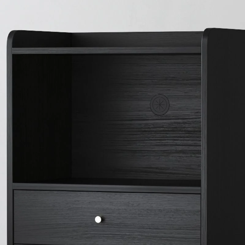 Servidor de almacenamiento abierto negro Servidor de comedor de madera Glam con 2 cajones Clearhalo