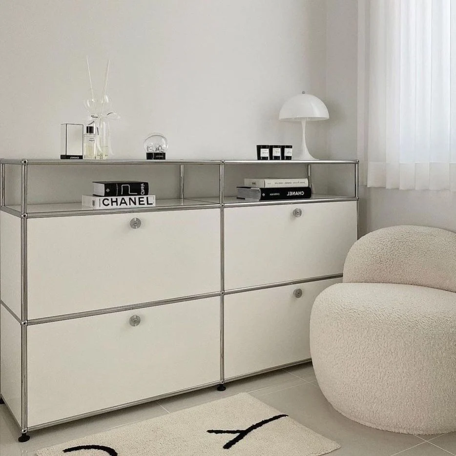 Servidor blanco del almacenamiento del estilo contemporáneo del aparador del acero inoxidable del color Blanco Clearhalo