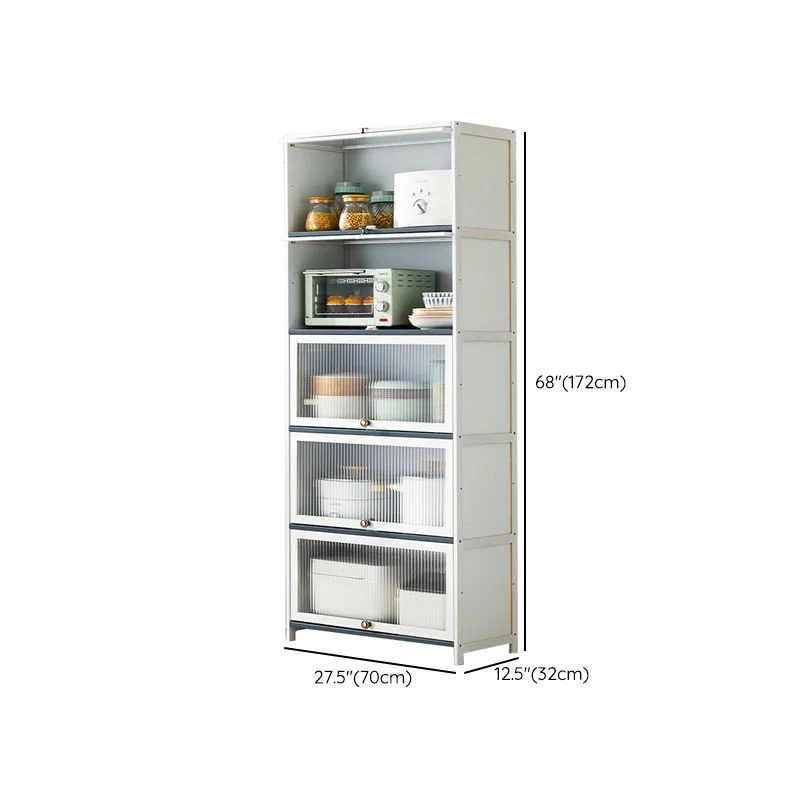 Servidor de buffet de bambú blanco con puertas de vidrio Servidor de comedor moderno Clearhalo