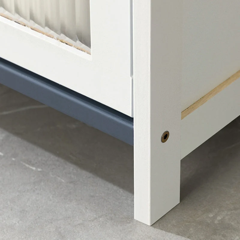 Servidor de buffet de bambú blanco con puertas de vidrio Servidor de comedor moderno Clearhalo