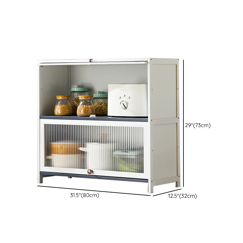Servidor de buffet de bambú blanco con puertas de vidrio Servidor de comedor moderno Clearhalo