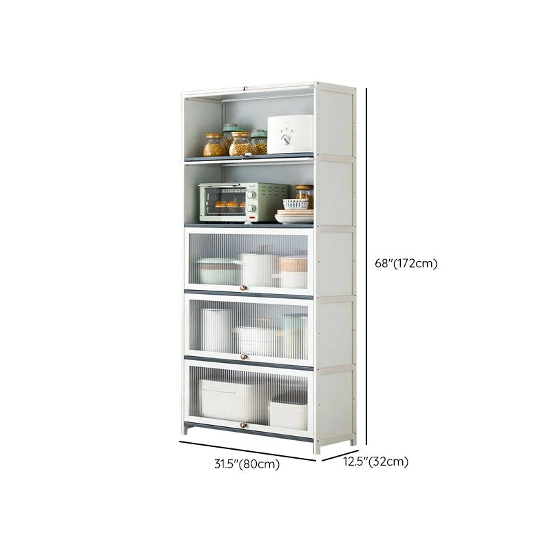 Servidor de buffet de bambú blanco con puertas de vidrio Servidor de comedor moderno Clearhalo