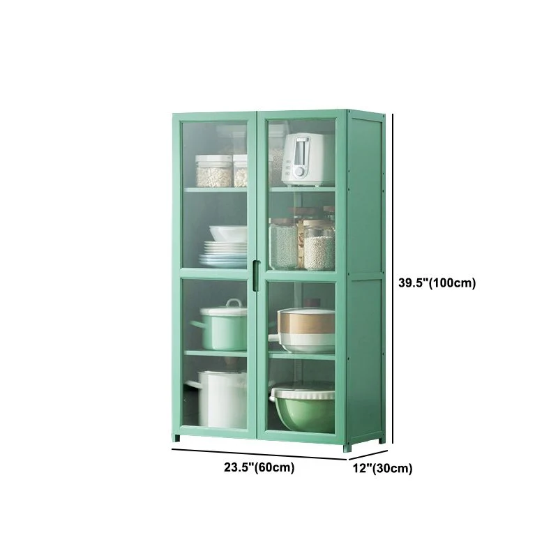 Servidor de buffet de bambú verde con estantes ajustables Servidor de comedor moderno Clearhalo