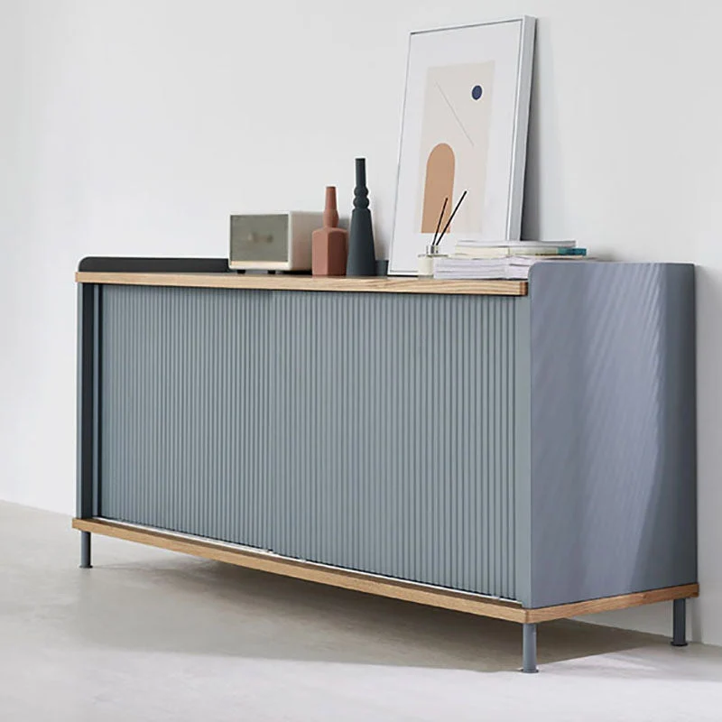 Servidor de buffet con puertas de madera, servidor de cocina de estilo Simple para comedor Azul Clearhalo