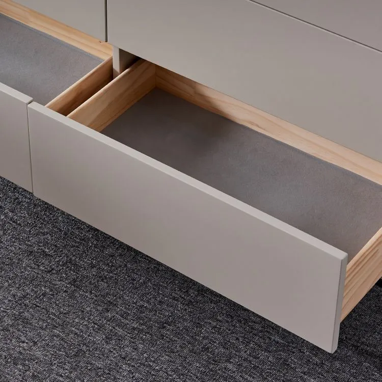 Servidor buffet contemporáneo con cajones Servidor de comedor de piedra y madera Clearhalo