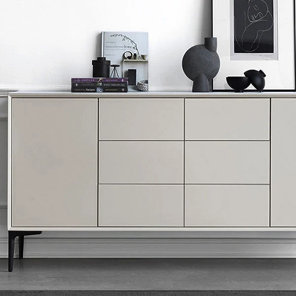 Servidor buffet contemporáneo con cajones Servidor de comedor de piedra y madera Clearhalo