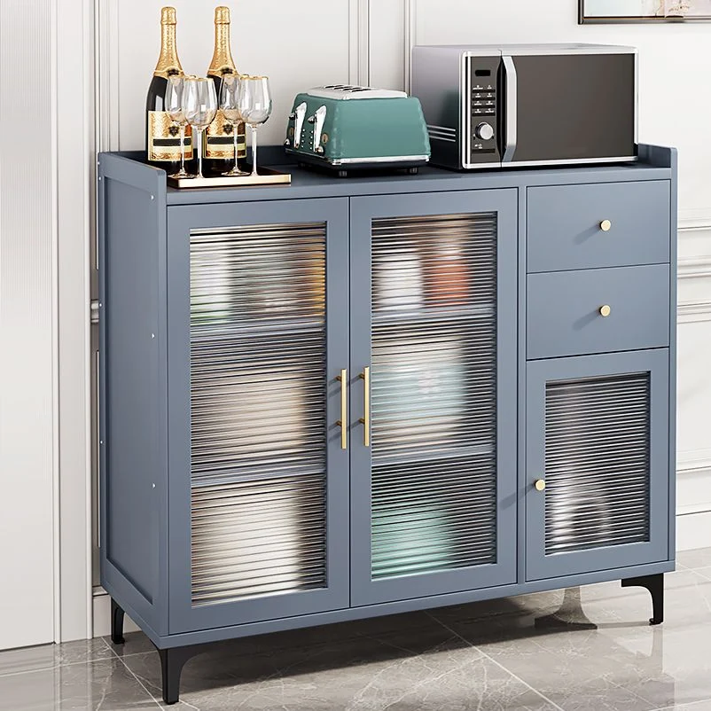 Servidor de buffet gris de bambú para comedor con almacenamiento para comedor Clearhalo