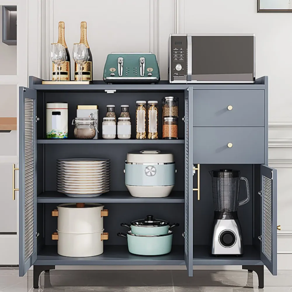 Servidor de buffet gris de bambú para comedor con almacenamiento para comedor Clearhalo