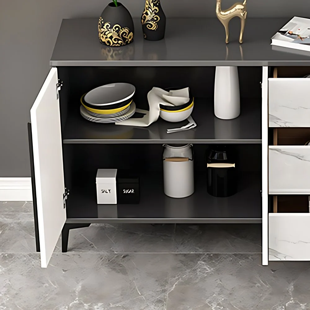 Servidor buffet de madera de ingenierí con cajones Mesa aparador moderna Clearhalo
