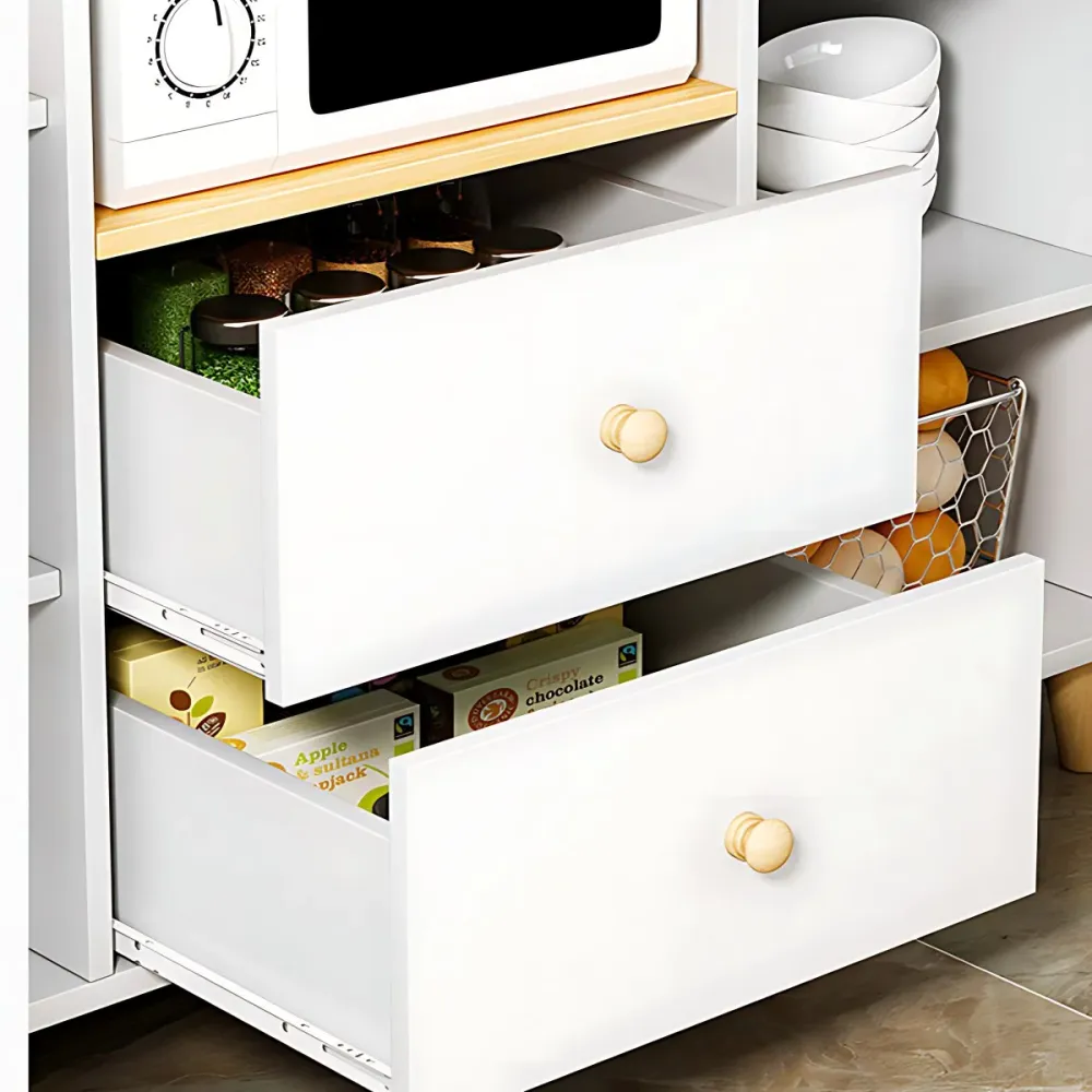 Servidor buffet de madera de ingenierí con cajones Servidor de comedor contemporáneo Blanco Clearhalo