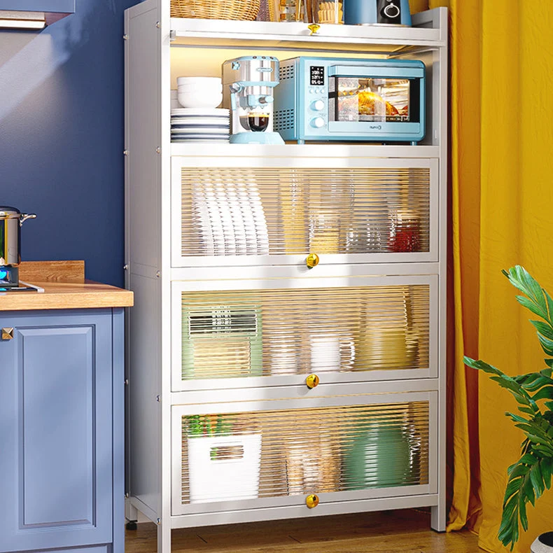 Servidor de buffet de metal blanco Servidor de comedor moderno para comedor Clearhalo