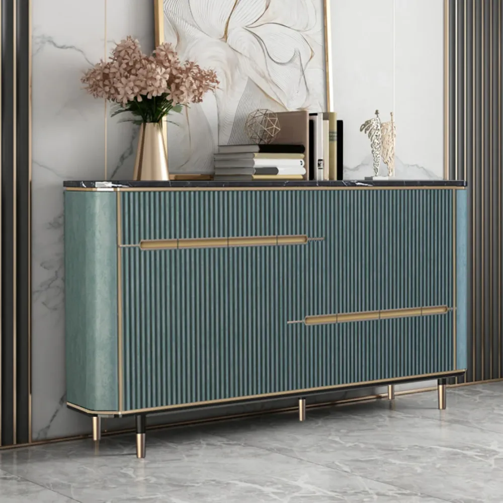 Servidor buffet moderno y contemporáneo Stone Credenza con gabinetes Gris Clearhalo