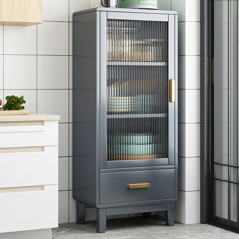 Servidor de cena de bambú con puerta acrílica estilo Glam con 1 cajón Gris Clearhalo
