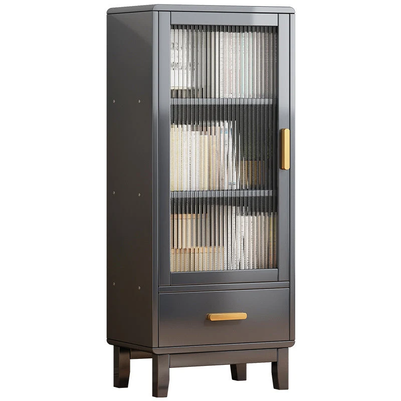 Servidor de cena de bambú con puerta acrílica estilo Glam con 1 cajón Gris Clearhalo