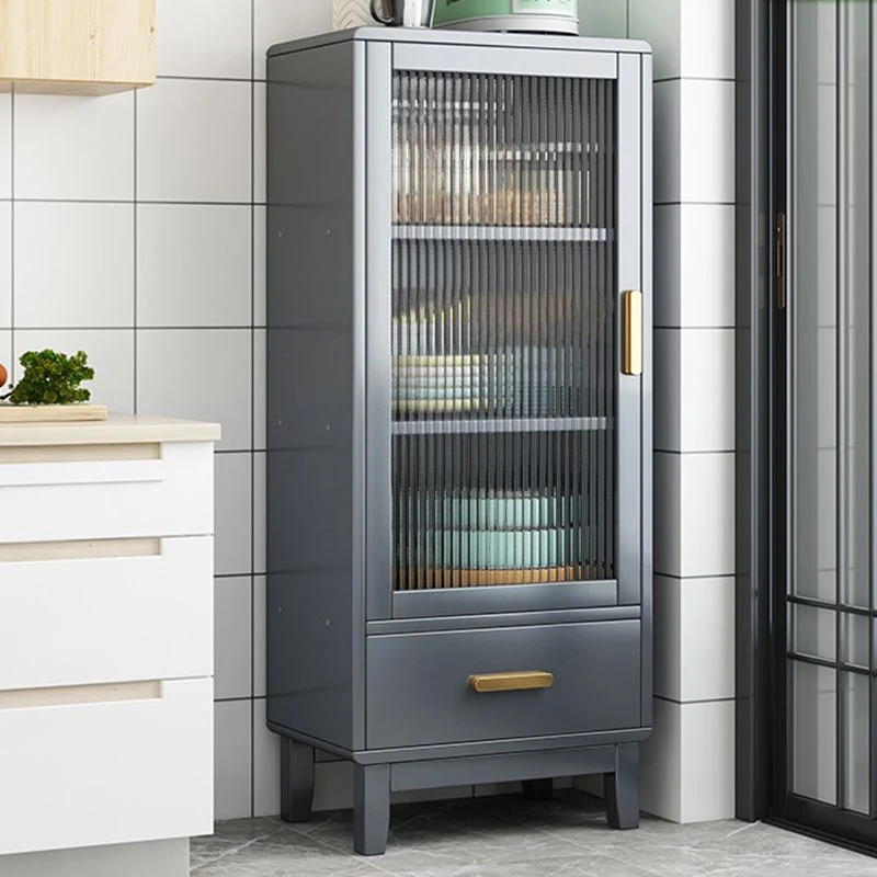 Servidor de cena de bambú con puerta acrílica estilo Glam con 1 cajón Gris Clearhalo
