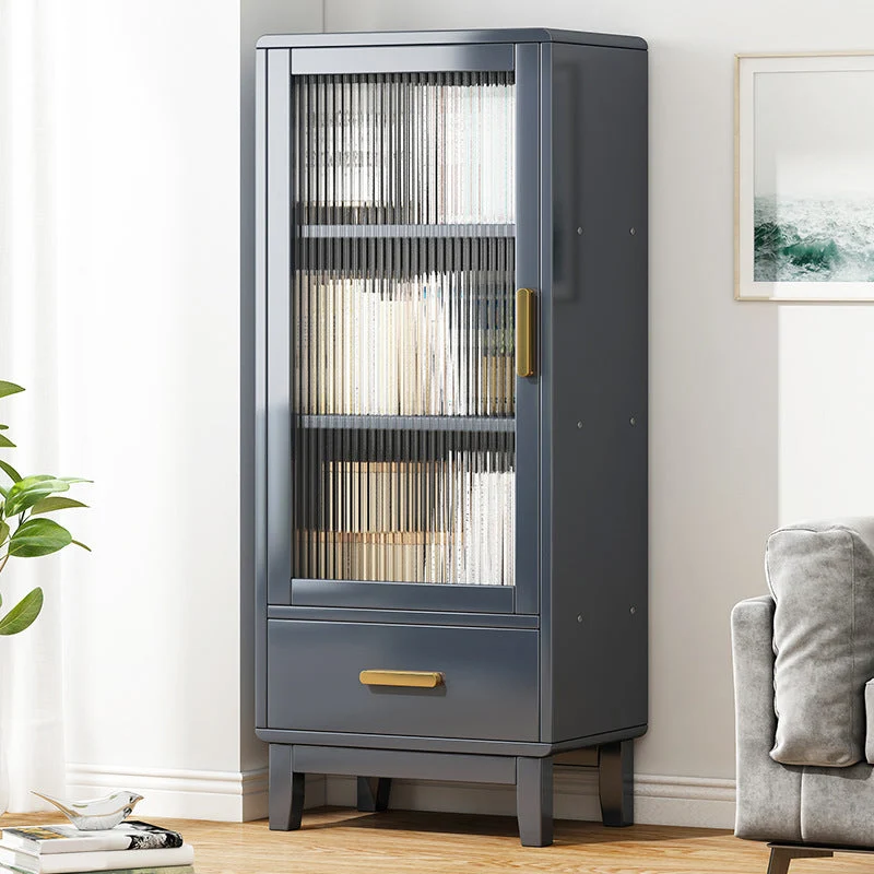 Servidor de cena de bambú con puerta acrílica estilo Glam con 1 cajón Gris Clearhalo