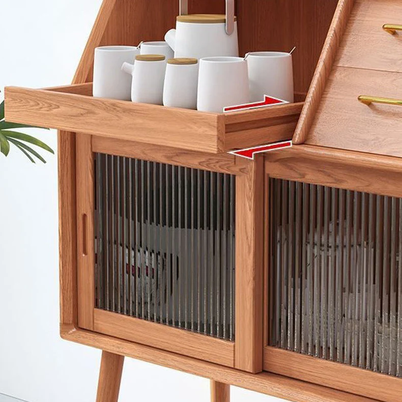 Servidor de cena de estilo moderno Servidor de almacenamiento abierto de madera maciza con 2 puertas Marron Clearhalo