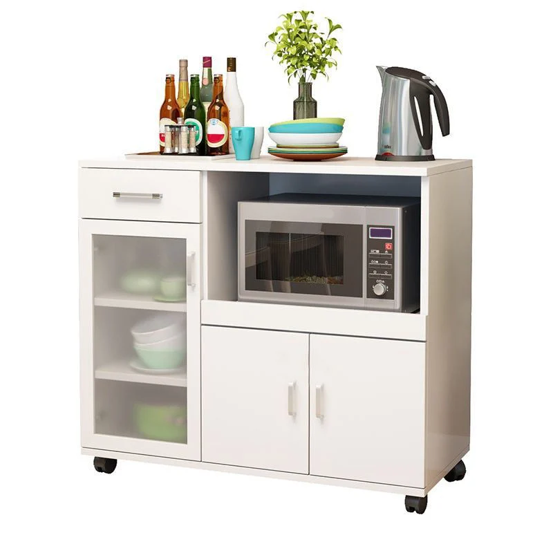 Servidor de cena de estilo moderno Servidor de madera de ingenierí con almacenamiento abierto Blanco Clearhalo