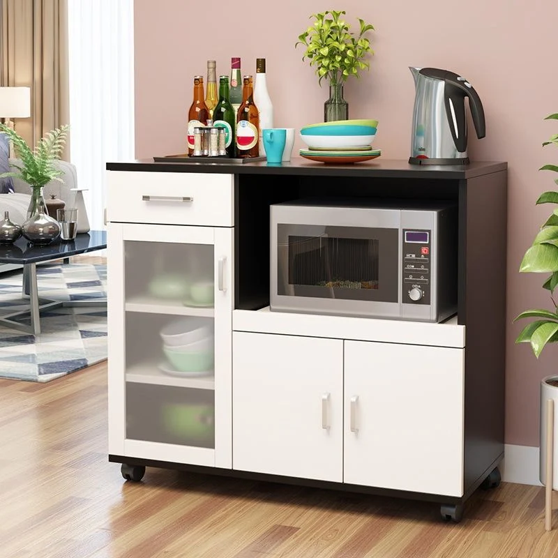Servidor de cena de estilo moderno Servidor de madera de ingenierí con almacenamiento abierto Blanco Clearhalo