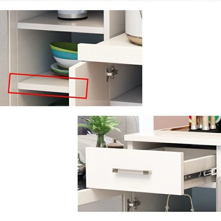 Servidor de cena de estilo moderno Servidor de madera de ingenierí con almacenamiento abierto Blanco Clearhalo