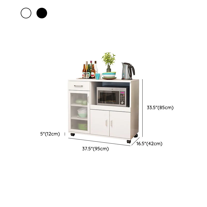 Servidor de cena de estilo moderno Servidor de madera de ingenierí con almacenamiento abierto Blanco Clearhalo