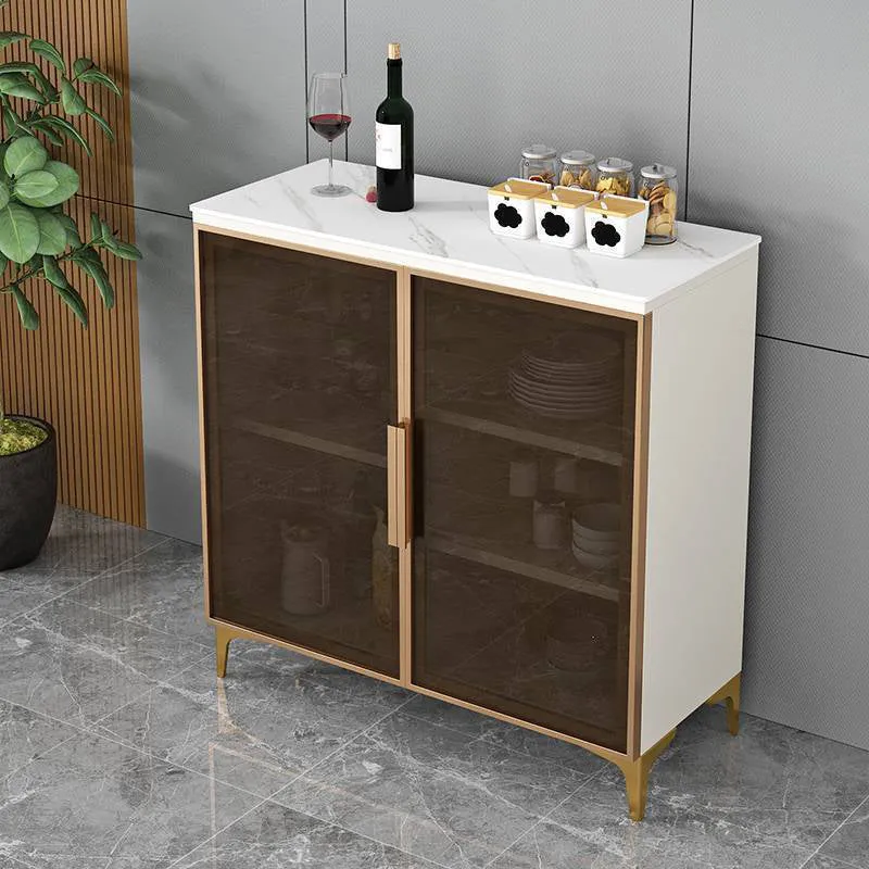 Servidor de cena de estilo moderno Servidor de madera de ingenierí con patas de metal Gris Clearhalo
