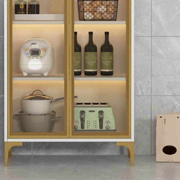 Servidor de cena de madera con puerta de vidrio de estilo moderno sin luces LED Blanco Clearhalo