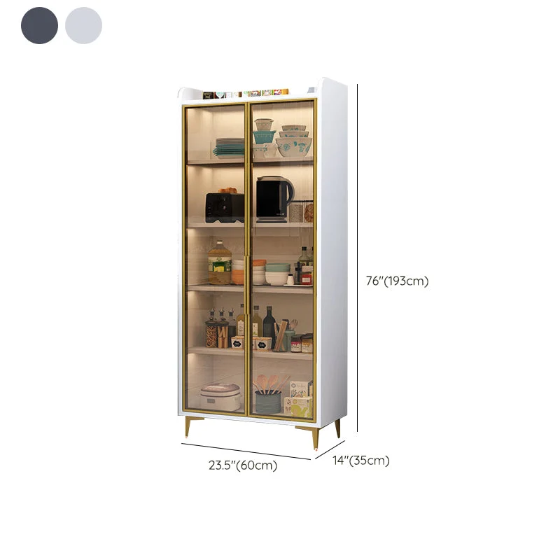 Servidor de cena de madera con puerta de vidrio de estilo moderno sin luces LED Blanco Clearhalo