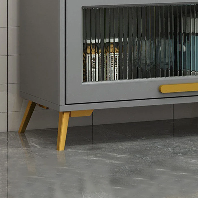 Servidor de cocina de estilo moderno, servidor de madera de ingenierí con patas de metal Blanco Clearhalo