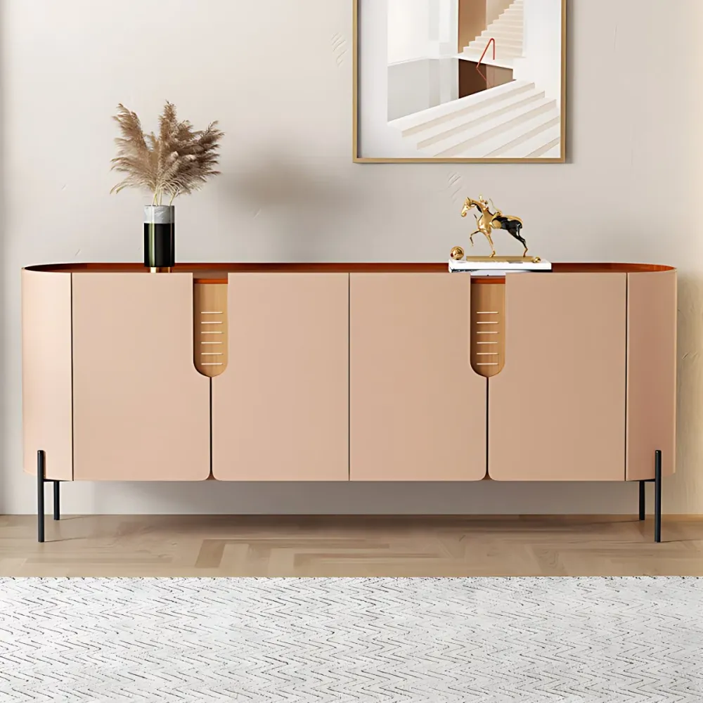Servidor de comedor buffet de piedra moderno y contemporáneo con gabinetes Marron Clearhalo