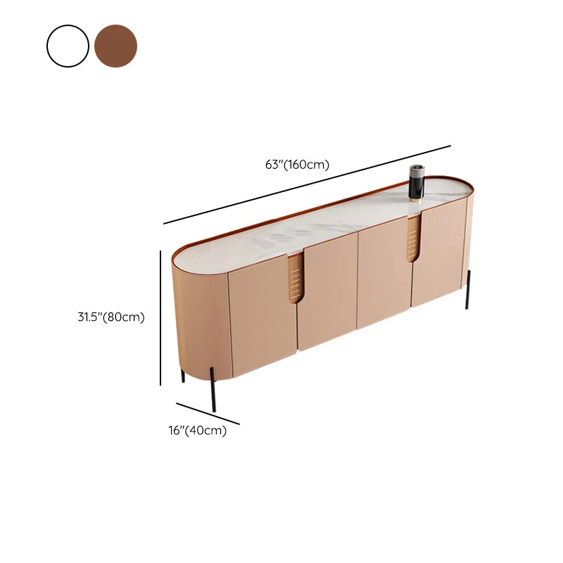 Servidor de comedor buffet de piedra moderno y contemporáneo con gabinetes Marron Clearhalo